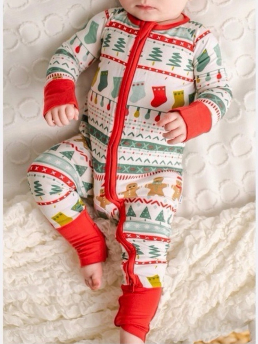 Little sleepies 3-6 month fair isle Christmas gingerbread bamboo pajamas